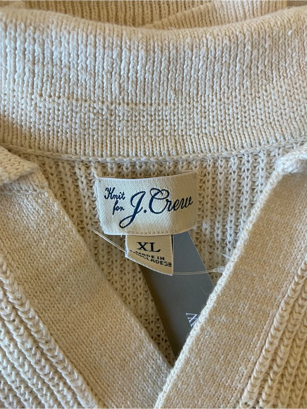 J. Crew Men's Crewneck Polo Sweater in Cream